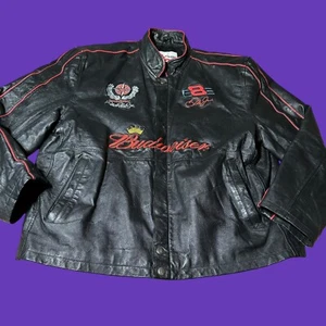 Chase Authentics Budweiser Dale Earnhardt Jr Leather Button Jacket Size Large - Picture 1 of 21