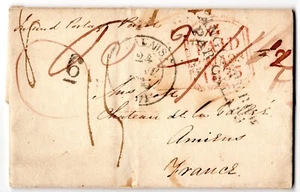 Gran Bretaña 1835 Carta Plegada Sin Estampillas Mensaje Completo, a Amiens, Francia - Imagen 1 de 2