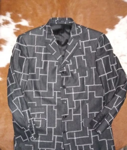 Crazy Embroidered Blazer Style Trenchcoat SZ 54 Black - Picture 1 of 5