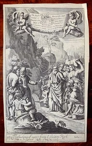 BIBLE The Raining down Manna & The Gushing of Water from the Rock 1690 Freman - Picture 1 of 2