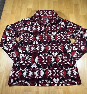 Eddie Bauer Aztec Geometric Print Fleece Pullover Womens Petite M Quarter Zip - Picture 1 of 7