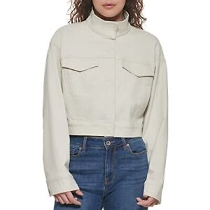 DKNY Women's Medium Parchment White Layering Comfy Easy Sportswear Jacket