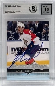 Aaron Ekblad Signed 2014-15 UD Young Guns RC #225 BAS Autograph Grade 10 Card - Picture 1 of 2