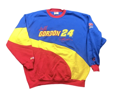 Vintage Chase Authentics Dupont NASCAR #24 Jeff Gordon COLORBLOCK Sweatshirt 2XL Cover