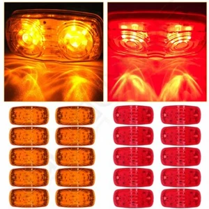 20pcs Amber+Red 4" Clearance Trailer RV Double Bullseye 12 LED Side Marker Light - Picture 1 of 11
