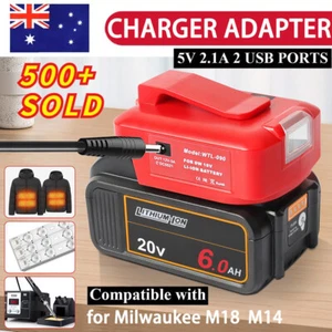 Dual USB Port Phone Charger Adapter Li-ion Battery For Milwaukee 18V/20V Battery - Picture 1 of 13