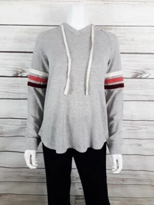 Sudadera con capucha para mujer Maurices talla S gris con rayas acento en mangas largas pulóver - Imagen 1 de 5
