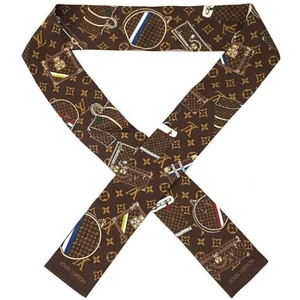 "Bufanda de seda con monograma marrón louis vuitton 120 cm M72395 49" - Imagen 1 de 7
