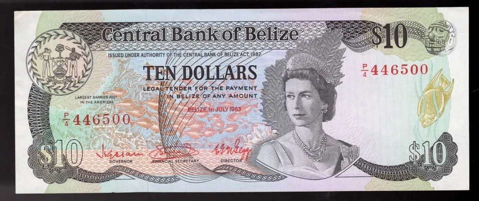 1983 Belize $10 Dollars  Pic#44 UNC - Image 1 of 2