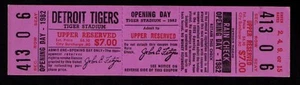 1982 Detroit Tigers Tiger Stadium Home Opening Day FULL TICKET April 15th Rozema - Picture 1 of 2
