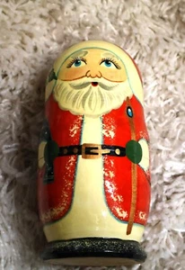 2 VTG Signed Russian Nesting Matryoshka Dolls Santa Claus Hand Painted Christmas - Imagen 1 de 9