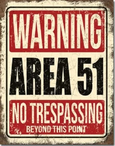 Warning Area 51 No Trespassing UFO Alliens Retro Wall Decor Metal Tin Sign - Picture 1 of 4