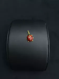 Unique Red & Black Enamel Inlay Lady Bug 14k Yellow Gold Designer Pendant Charm - Picture 1 of 6