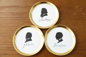 FORSTENBERG Musician Silhouette (Brahms, Verdi, Strauss) Porcelain Coasters Set - Picture 1 of 3