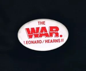 RARO 1989 CHAMPIONSHIP SUGAR RAY LEONARD vs TOMMY HEARNS boxe pinback bottone - Foto 1 di 1