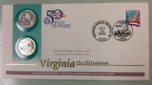 2000 zwei Virginia State Quarters Ersttagsbrief (502) - Bild 1 von 2