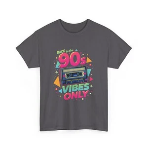 90s Retro Vibes T-Shirt - Colorful Cassette Tape 'Back to the 90s' Graphic Tee - Picture 1 of 7