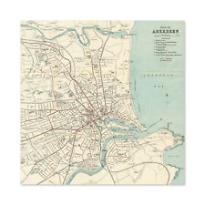 Map 1934 Aberdeen City Scotland Plan Chart Large Wall Art Print Square 24X24 In