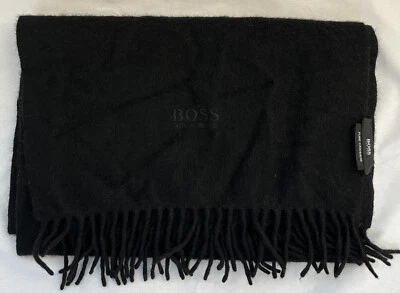 Boss Hugo Boss 100% Cashmere Black Fringed Soft Scarf🖤 - Image 1 of 4