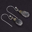 925 Solid Sterling Silver Faceted Crystal Quartz Hook Earring-0.9 Inch B910