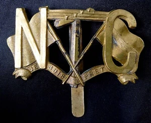 SOUTH AFRICA HAT BADGE 1903 to WW1 1915 NATAL TELEGRAPH CORPS. BRASS. LUGS. - Picture 1 of 9