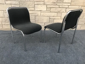 Pair Mid Century Bauhaus Thonet Style Charlotte Company Chrome Tube Stack Chairs - Picture 1 of 11