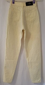 Fendi Ivory Pants 100% Cotton Women's Size 26 Waist 23" Zucca Monogram Vintage - Picture 1 of 24