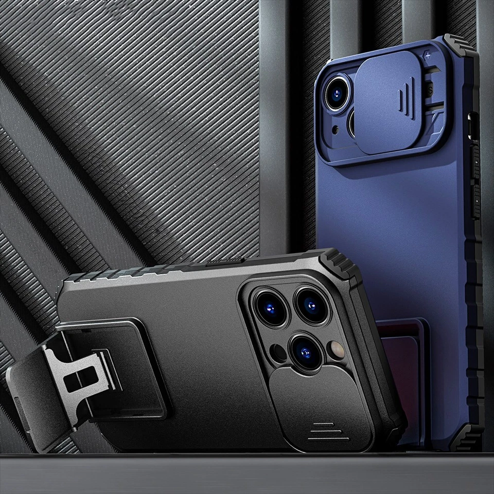 Case For iPhone 17 16 15 14 13 Pro Max 12 11 Slide Camera ShockProof Stand Cover - Image 1 of 4