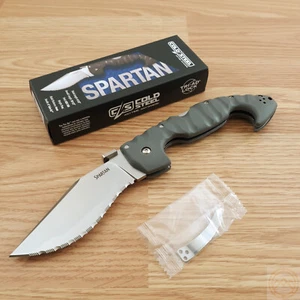 Cold Steel Spartan Folding Knife 4.5" AUS10A Steel SERRATED Blade Griv-Ex Handle - Picture 1 of 12