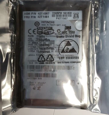 NEW IBM 160GB 2.5" SATA 7200 RPM Hard Drive 42T1567 42T1461 ThinkPad - Image 1 of 3