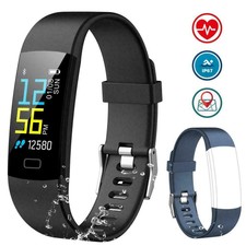 Fitness Tracker AIMIUVEI Activity Color Screen, Heart Rate Black-blue