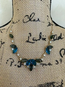 Carolee Gold Toned Necklace With Blue And Green Stones - Picture 1 of 5