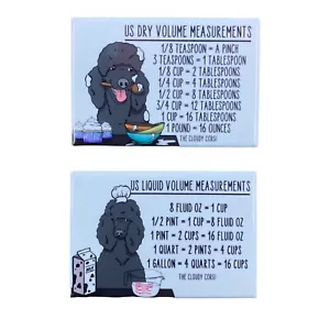 Black Standard Poodle Dog Measuring Chart Magnets Kitchen Cooking Baking Guide - Picture 1 of 12