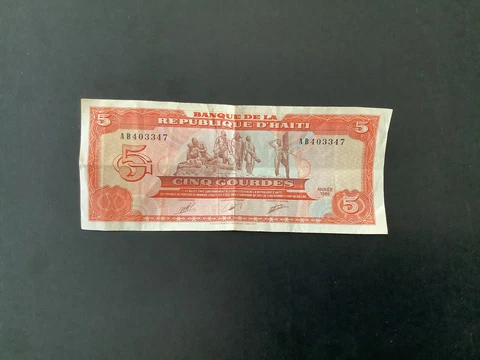 Haiti 5 Gourdes 1989 Circulated Cover