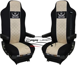 LKW Schonbezüge Sitzbezüge VELOUR Schwarz Beige passend für MAN TGA TGX TGM TGL - Bild 1 von 5