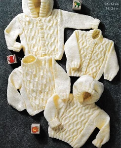 Aran cardigan jumper baby toddler knitting pattern copy 3 months -2 years 8 ply - Picture 1 of 2