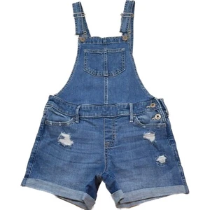Abercrombie Kids Bottoms Overalls Shortall Light Blue denim distressed 11/12 - Picture 1 of 3