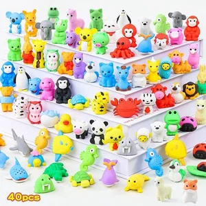 40 piezas Gomas de borrar animales Escritorio Mascotas para niños Borrador montado 3D Puzzle Gomas de borrar Clase - Imagen 1 de 9