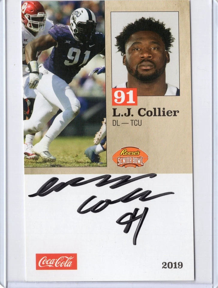 LJ COLLIER NCAA TCU Auto Autographed Signed 2019 Senior Bowl Card - Image 1 of 1