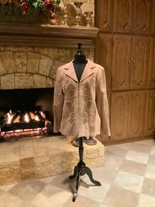 “NOLAN MILLER” FLORAL EMBROIDERED FULLY LINED SUEDE JACKET SZ XL FABULOUS!!! - Picture 1 of 12