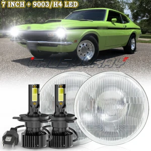 For Mercury Comet 1971-1977 Pair 7" inch Round LED Headlights HI/LO Halo DRL - Foto 1 di 17