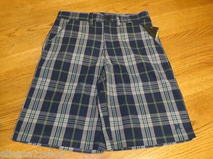 Boy's youth Hurley shorts Navy Blue 26" 8 plaid logo surf skate NEW 14265025-41 - Picture 1 of 2
