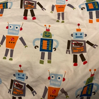 Sábana bajera Pottery Barn para niños pequeños robots de algodón orgánico Foto 1 de 2