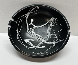 Cenicero vintage Sascha Brastoff Minos cuenco bailarín negro MCM patrón raro - Imagen 1 de 10