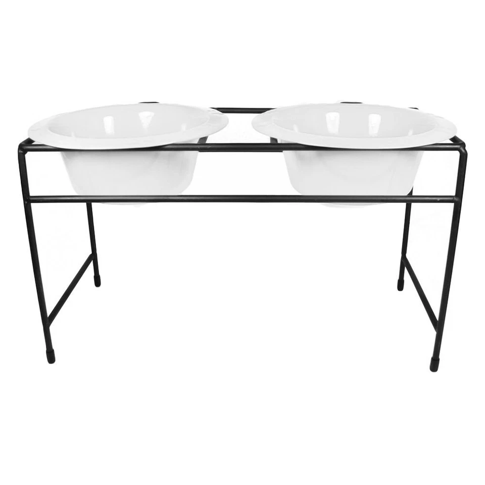 Alimentador doble Platinum Pets con cuencos de acero inoxidable para gatos 6 oz blanco Foto 1 de 1