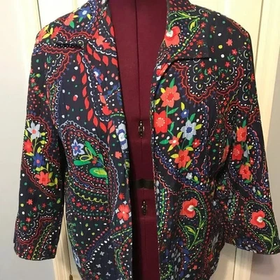 ALFRED DUNNER LADIES SIZE 18 OPEN FRONT JACKET BLAZER FLORAL LINED - Image 1 of 3