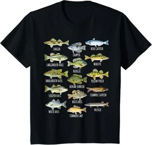 Fischarten Biologie Arten von Süßwasserfischen Angeln T-Shirt - Bild 1 von 11