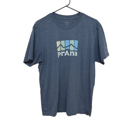 Prana Blue Graphic T-Shirt M Fair Trade Cotton Blend Outdoor Hiking Minimalist - Image 1 of 4