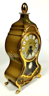 Antique Johmid Gold Pendulum 8 Day Wind Up Clock Made In Germany Gold W/ Flowers - Image 1 of 4