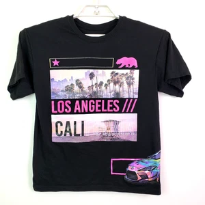 HUSTLE LA Youth Boys Size L 14/16 Black Graphic Short Sleeve Crew T-Shirt - Picture 1 of 5